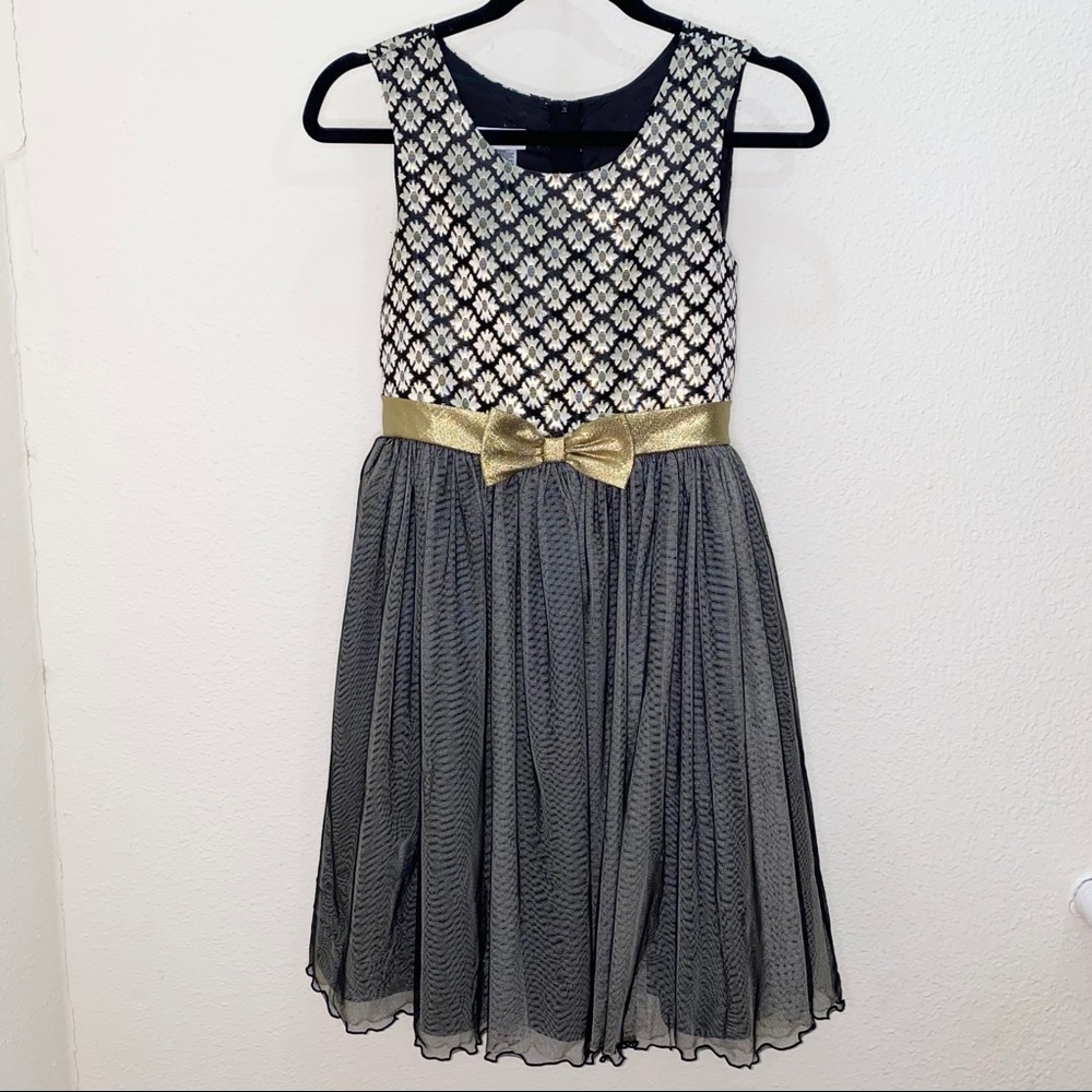 Bonnie Jean Girls Black & Gold Dress, Size 16